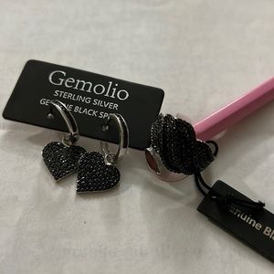 New Gemolio Sterling Silver Genuine Black Spinel Set